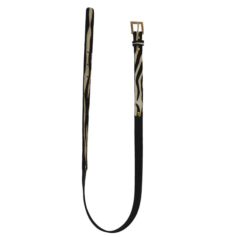 Sophia Genuine Leather & Cowhide Belt -Black - NaimLeather