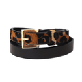 Sophia Genuine Leather & Cowhide Belt -Brown - NaimLeather