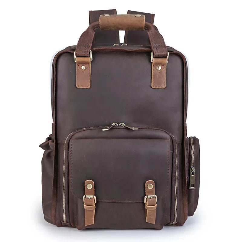 The Gaetano | Large Leather Backpack Camera Bag with Tripod Holder - NaimLeather