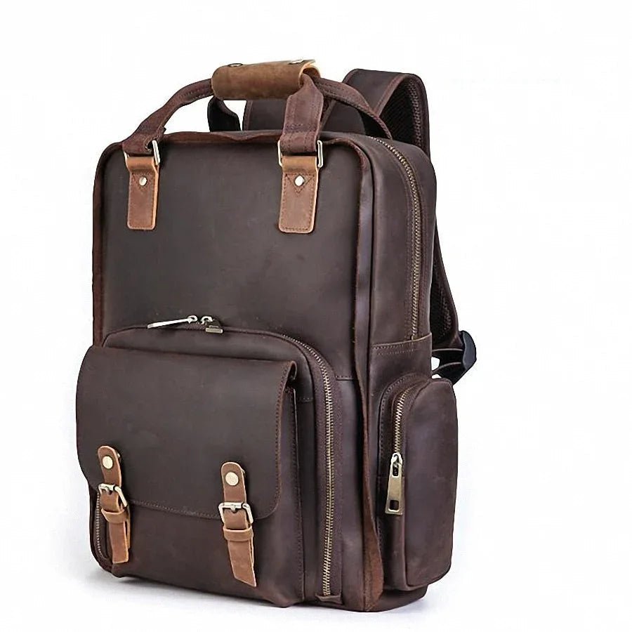 The Gaetano | Large Leather Backpack Camera Bag with Tripod Holder - NaimLeather