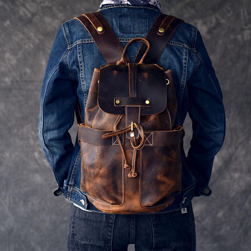 The Olaf Rucksack | Vintage Leather Travel Backpack - NaimLeather