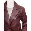 WOMEN CLASSIC BURGUNDY LEATHER BLAZER KATY - NaimLeather